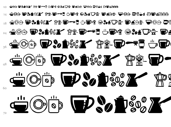 Coffee Icons font waterfall